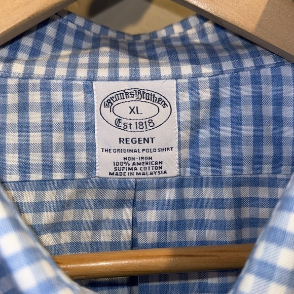 Brooks Brothers shirt gingham Blue Checkered long sleeve cotton XL - Picture 3 of 3